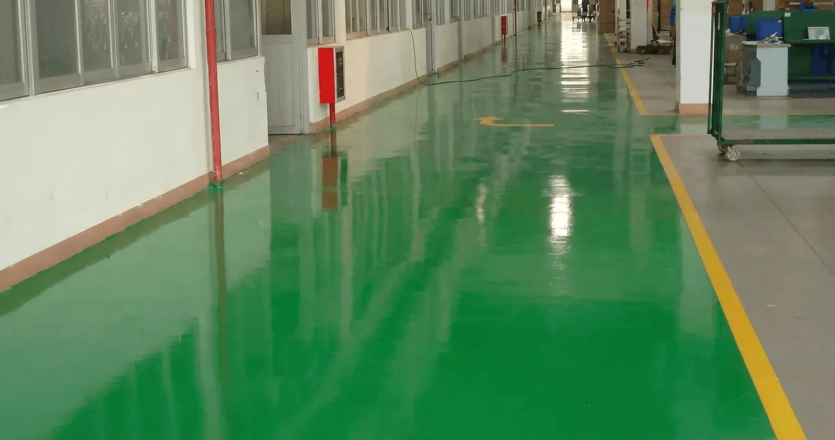 A factory floor professionally covered and marked with epoxy flooring in Chicago, IL
